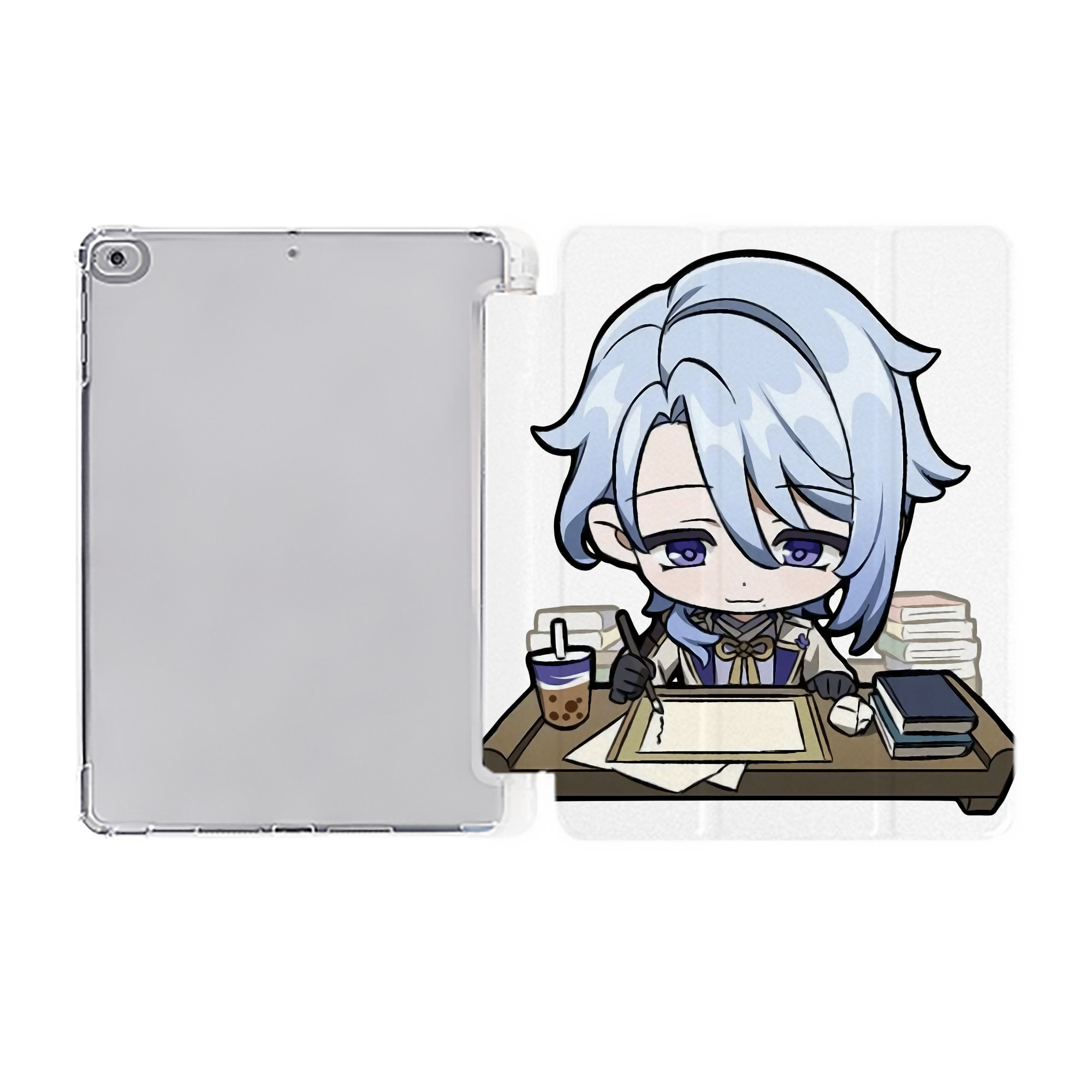 げんし神 神里綾人 かみさとあやと genshin Kamisato Ayato IPad ケース ペン収納付き 三つ折りスタンド PUレザー×シリコン 対応機種9.5/10.5/10.9インチ